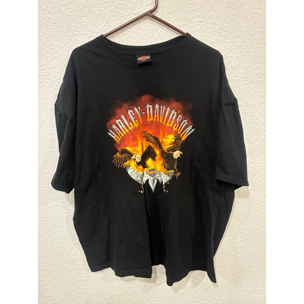 Harley Davidson T Shirt Mens 3XL Black Fire Eagle Barnetts Las Cruces NM Graphic